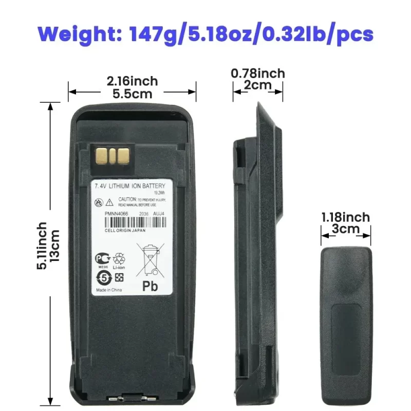 PMNN4077 Bateria Li-ion 7.4V para Motorola GP8200/GP8268/GP8800