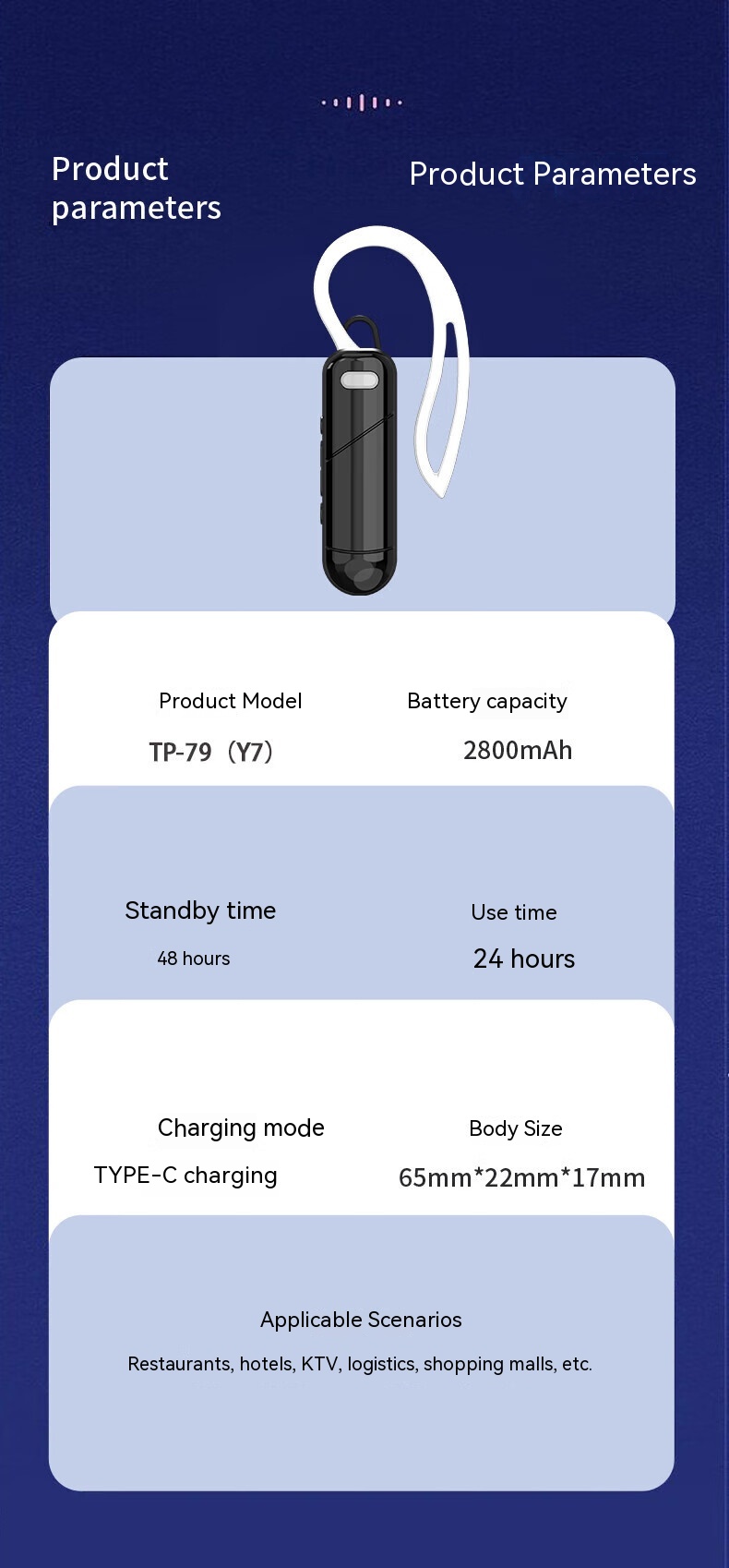 Clarigo Mini ear-mounted walkie-talkie KYX668 Type-c charging port Long life