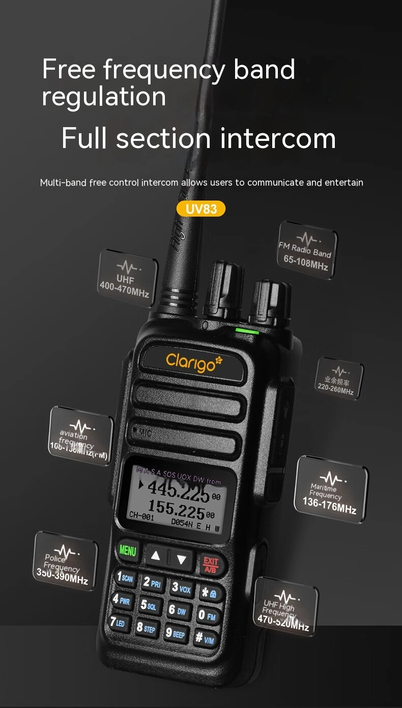 راديو Clarigo UV83 TP-79 لترددات الطيران والملاحة البحرية
