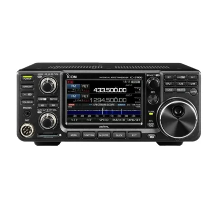 Front view of the IC-9700 all mode VHF UHF 1200MHz mobile transceiver