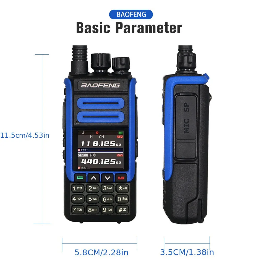 Detail shot of the Baofeng BF-1802 tri band handheld radio
