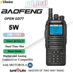 Baofeng DM-1701 DMR dual time slot digital radio held in hand