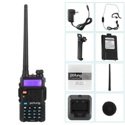 Detail shot of the Baofeng P8UV dual band VHF UHF handheld radio