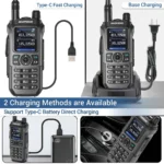 Close-up of the Baofeng UV-21 Pro V2 tri-band handheld amateur radio
