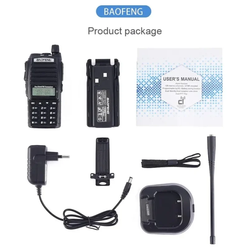Detail shot of the Baofeng UV-82 tri-power dual band walkie talkie