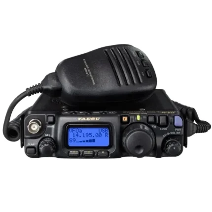 Front view of the FT-857D updated 6W tri-band vehicle transceiver
