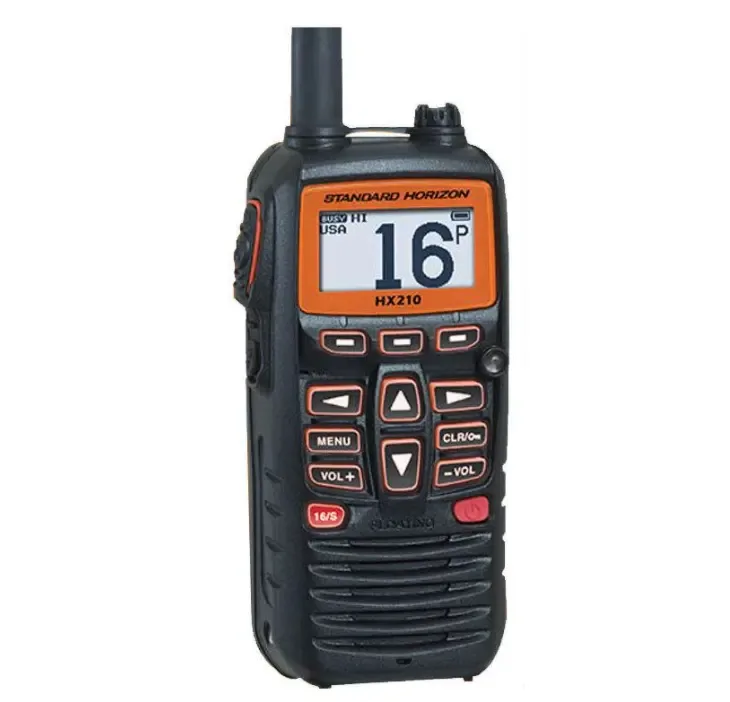 Tw Hx 210 Two Way Radio Front view of the HX-210 floating handheld marine VHF transceiver