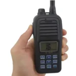 Side profile of the floating VHF marine handheld transceiver pair