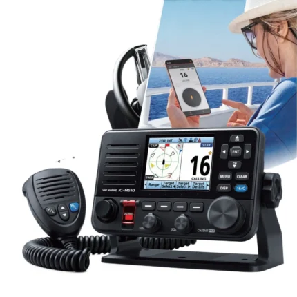 Front view of the IC-M510E AIS 25W VHF fixed-mount marine transceiver