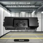 Close-up of the IC-M605 fixed mount VHF DSC marine radio with AIS receiver