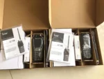 Close-up of the IC-V8 VHF walkie talkie portable transceiver complete set
