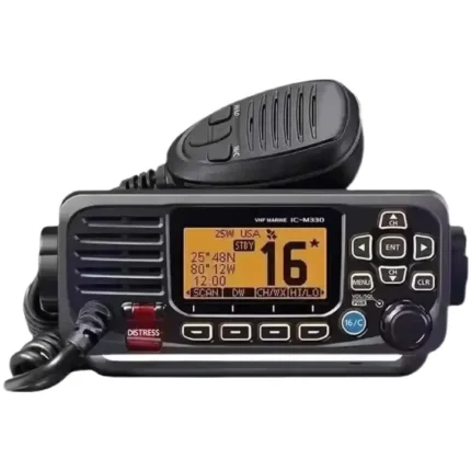 Front view of the Icom IC-M330 submersible VHF marine transceiver