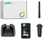 Detail shot of the Iradio R-5900 digital handheld radio with hidden display