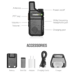 Package contents of the Iradio H3 network POC handheld with FM portable feature