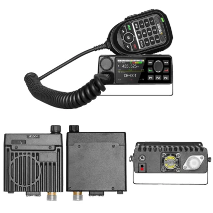 Front view of the Iradio UV-2520 dual display analog mobile radio