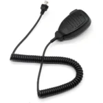 KMC-35 noise cancelling speaker microphone with 8-pin connector held in hand
