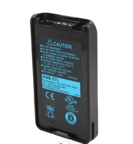 Front view of the KNB-57L Ni-MH rechargeable battery pack for TK radios