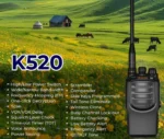 Side profile of the Lisheng K520 UHF 16-channel handheld two-way radio