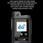 Detail shot of the Maycall dual band VHF UHF GPS PoC walkie talkie