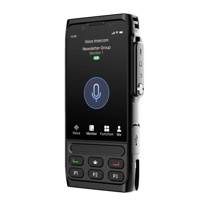 Detail shot of the Maycall IP-720 Android 10 4G PoC camera radio