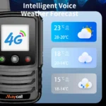 Close-up of the Maycall MC-16 LTE-FDD PoC waterproof handheld radio unit