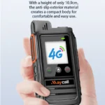 Close-up of the Maycall MC-18 4G PoC handheld radio with loud horn speaker
