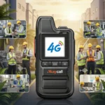 Maycall MC-26 4G PoC handheld walkie talkie with loud horn held in hand