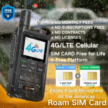 Front view of the Maycall slim metal PoC walkie talkie with large screen