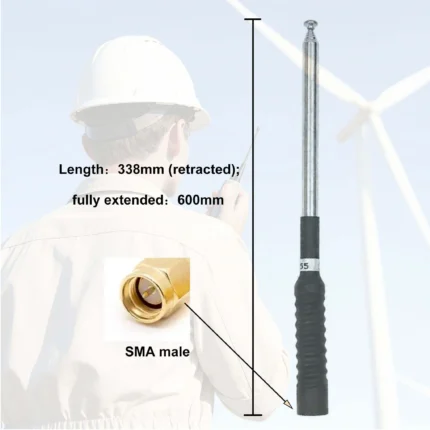 Front view of the Telescopic fiberglass VHF antenna for handheld two-way radios