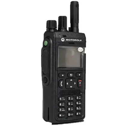 Detail shot of the Motorola MTP series 350-470MHz digital two way radio handset