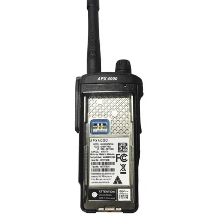 Detail shot of the Motorola APX2000 P25 portable public safety two way radio