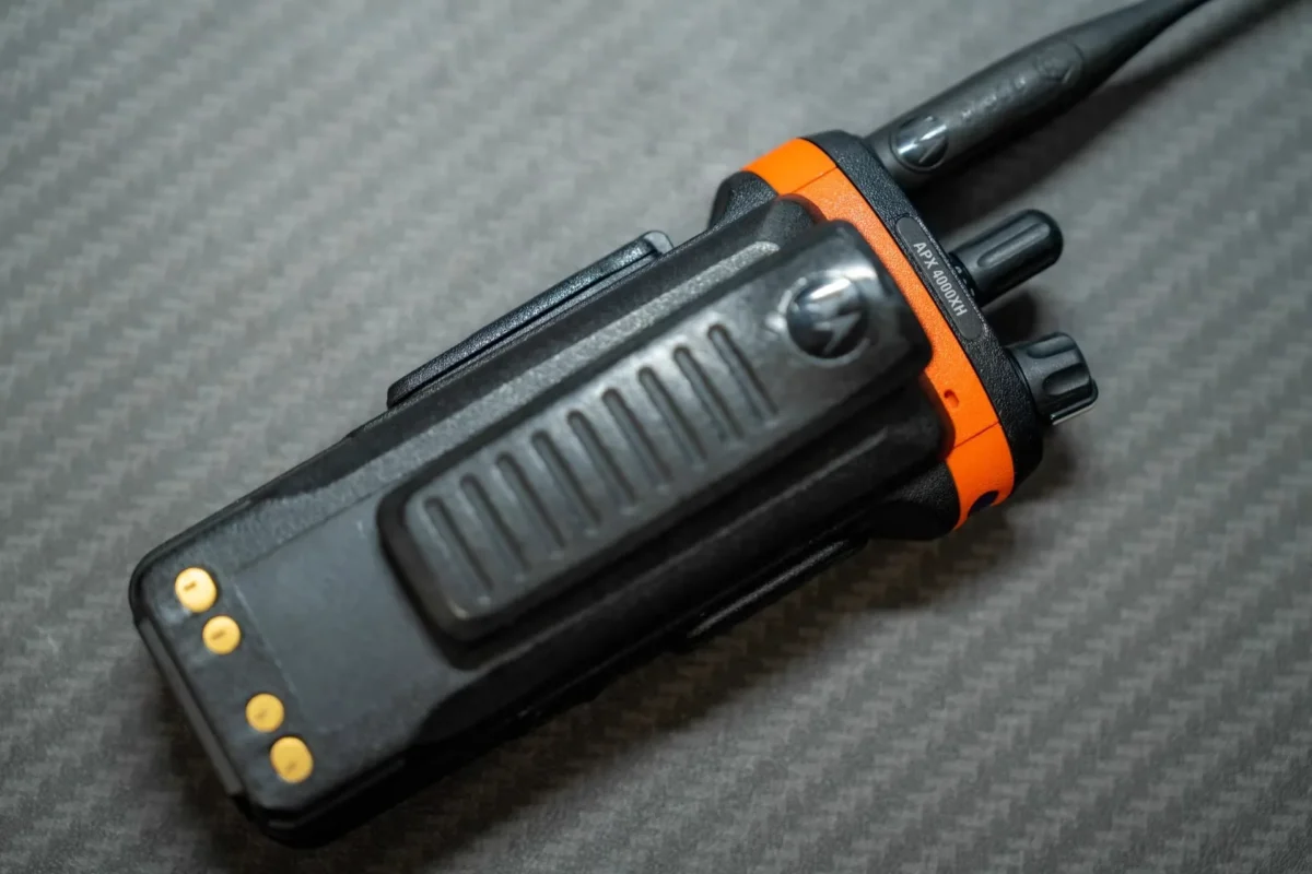 Detail shot of the Motorola APX400 explosion proof digital two way radio