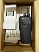 Motorola CP040 GP3188 CP200 analog two way radio, IP54 shell held in hand