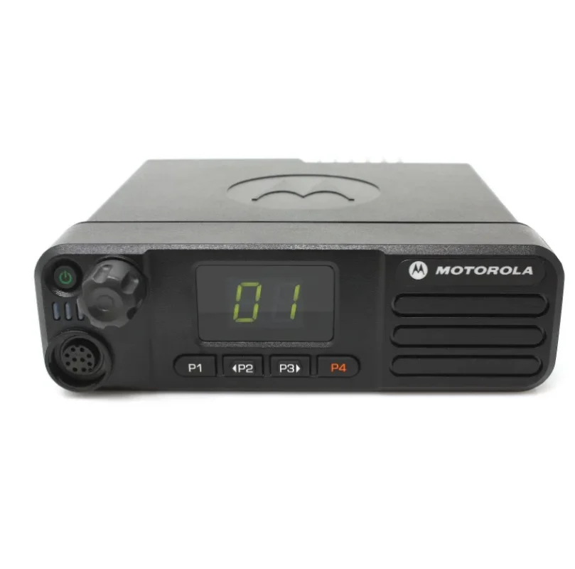 Front view of the Motorola DM4401 vehicle mobile radio with GPS