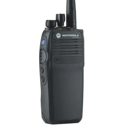 Detail shot of the compatible Motorola DP3400 digital two way radio
