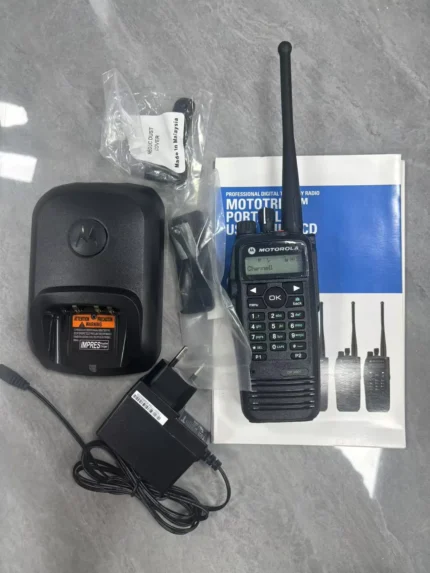 Detail shot of the Motorola DP3601 GPS digital handheld radio