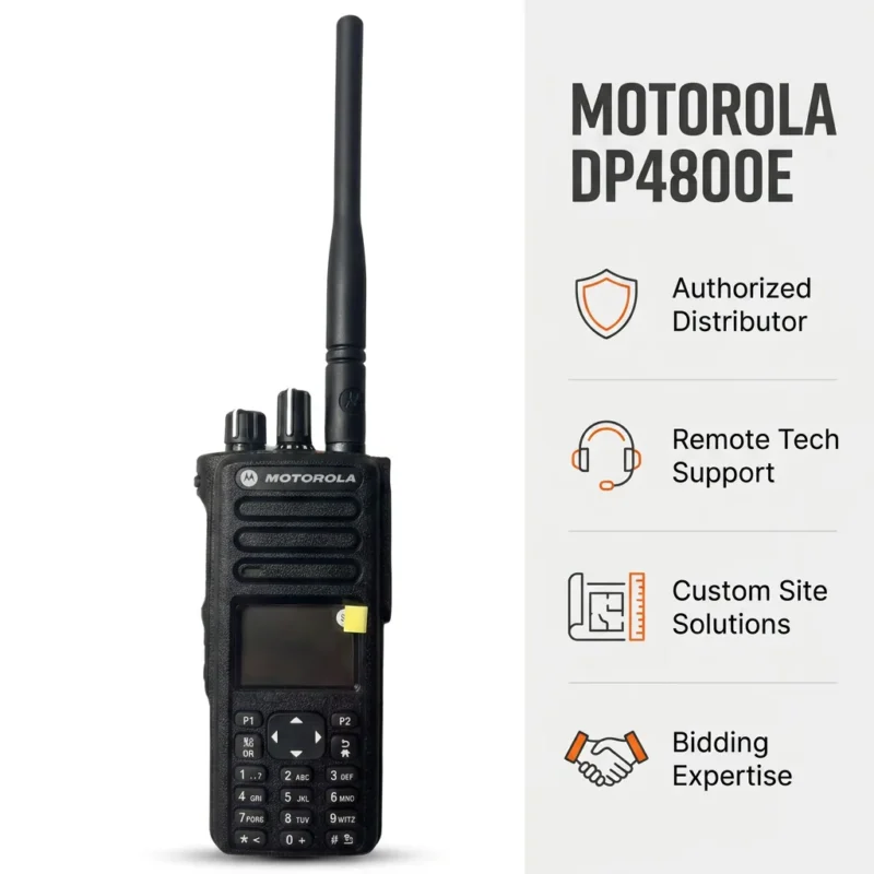 Front view of the Motorola DP4800 DMR portable two-way radio