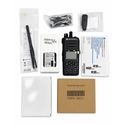 Front view of the Motorola DP4801 GPS DMR portable two way radio