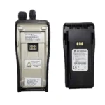 Motorola EP450 UHF VHF two way radio with 16 channels held in hand