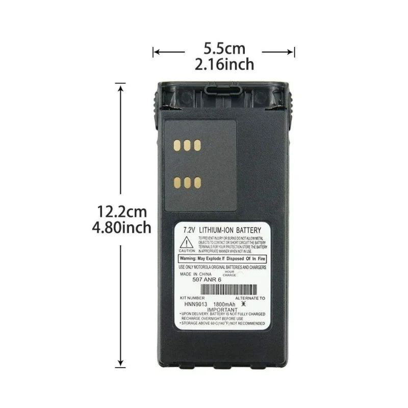 Detail shot of the Motorola HNN9013 2000mAh two-way radio battery pack
