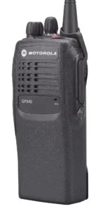 Detail shot of the Motorola GP340 GP329 rugged two-way radio set