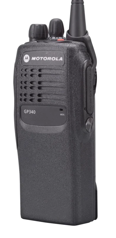 Detail shot of the Motorola GP340 GP329 rugged two-way radio set