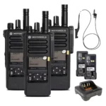 Front view of the Motorola DP4601 portable digital two way radio
