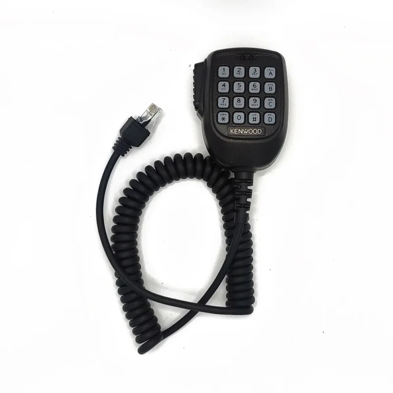 Front view of the Kenwood KMC-62 mobile radio microphone with RJ45 cable