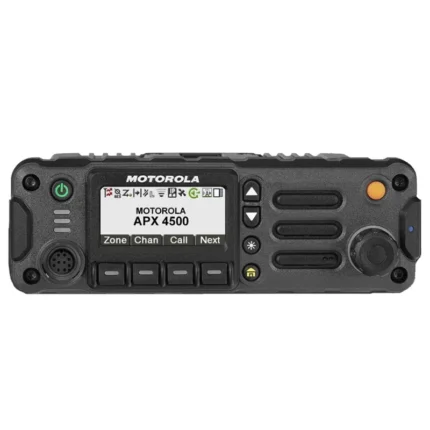 Front view of the Motorola APX4500 75W vehicle mounted mobile two way radio