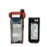 Detail shot of the Motorola MTP8550EX explosion-proof digital walkie talkie