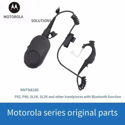 Detail shot of the NNTN8189 PTT earpiece headset with 12-inch cord for SL series radios