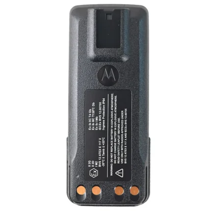 Detail shot of the Motorola NNTN8359 ATEX IMPRES radio battery