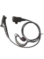 Close-up of the NNTN8459 dual-wire PTT in-ear headset for DP and XPR radios