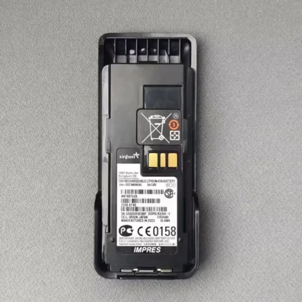 Detail shot of the Motorola NNTN8750A IMPRES 2075mAh APX4000H radio battery